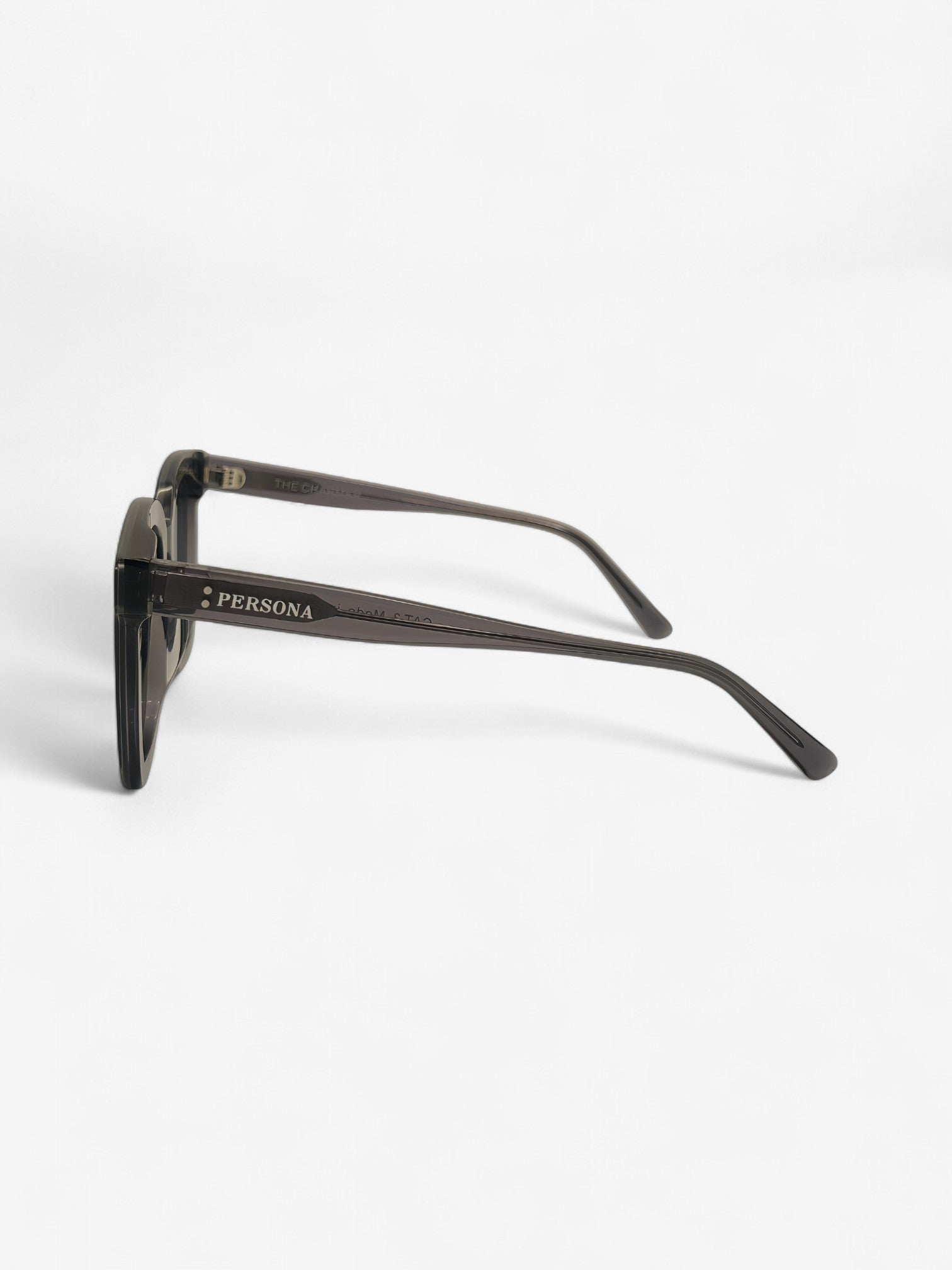 Side view of grey Charmer sunglasses - polished acetate