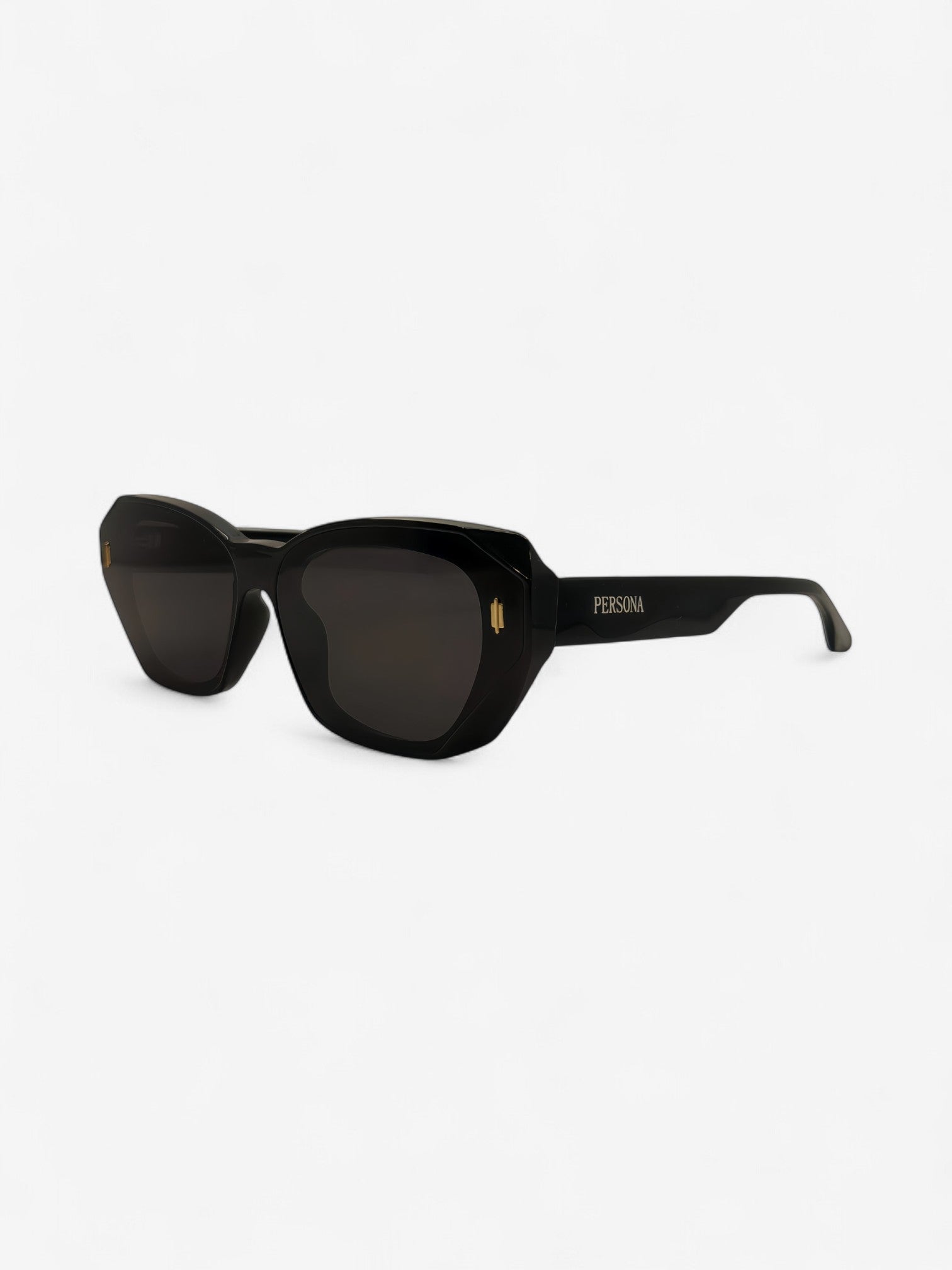 Angled view of black polarised Leader sunglasses - luxury UV protection