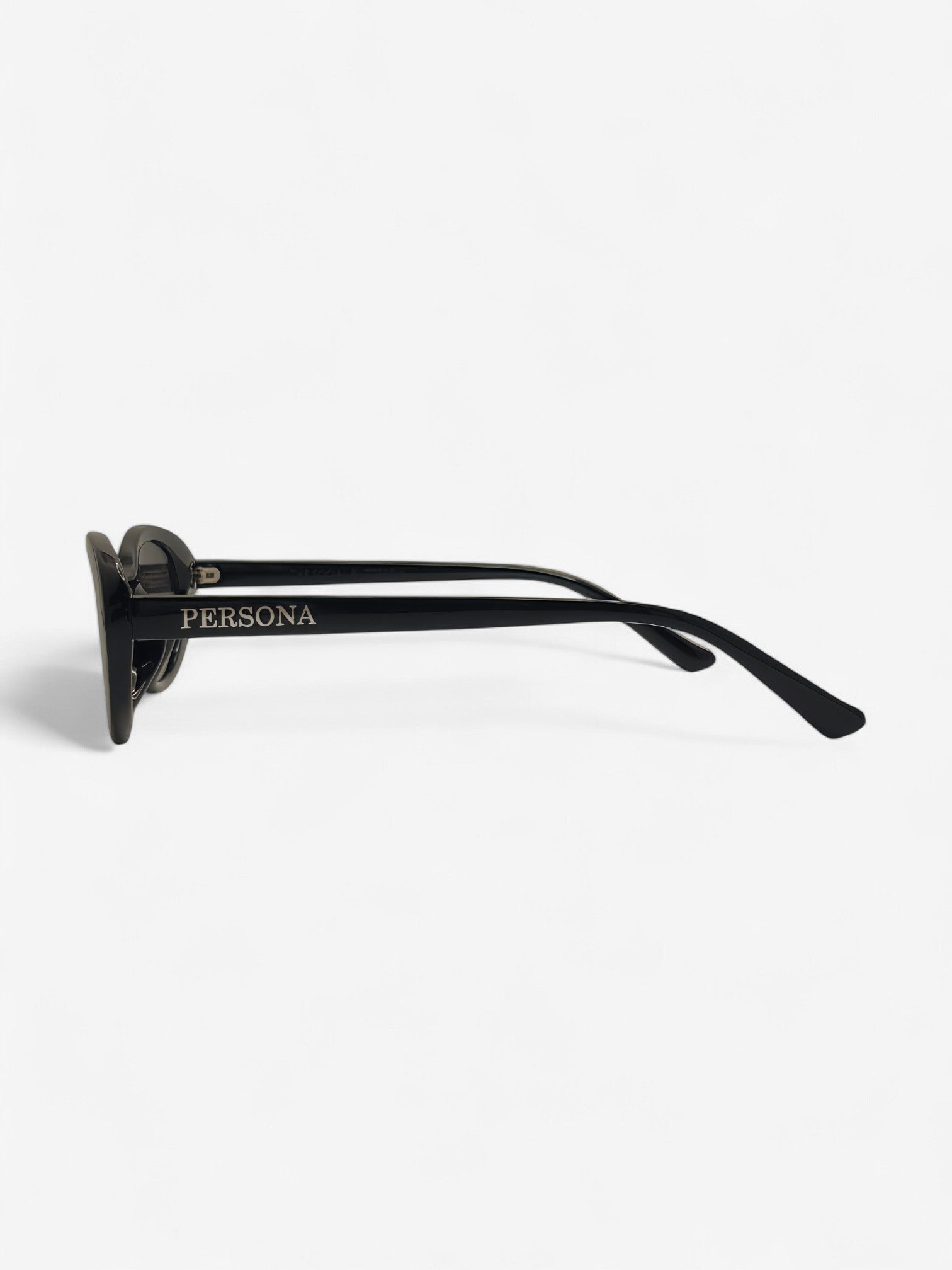 Side view of Social Butterfly sunglasses - black cat eye frame