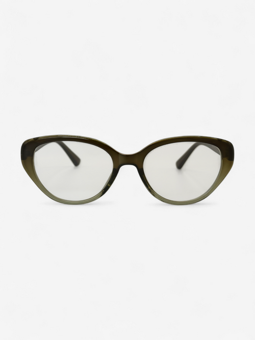 blue light cat-eye glasses - Clarity - Olive Green