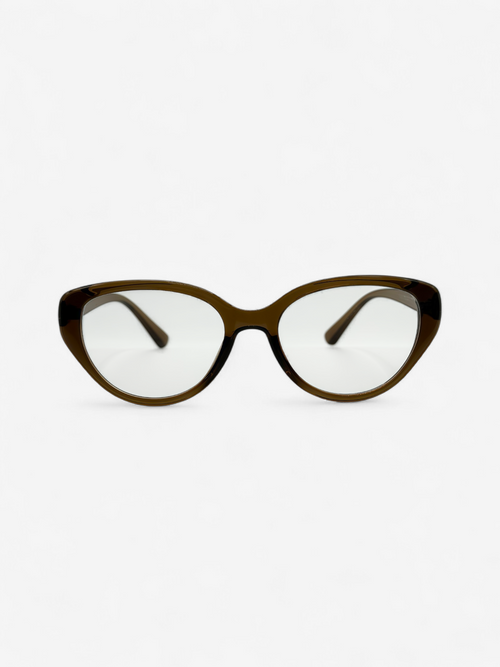 blue light cat-eye glasses - Clarity - Tea Brown